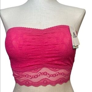 B.Temptd women’s hot pink lace bandeau bra NWT Sz Large